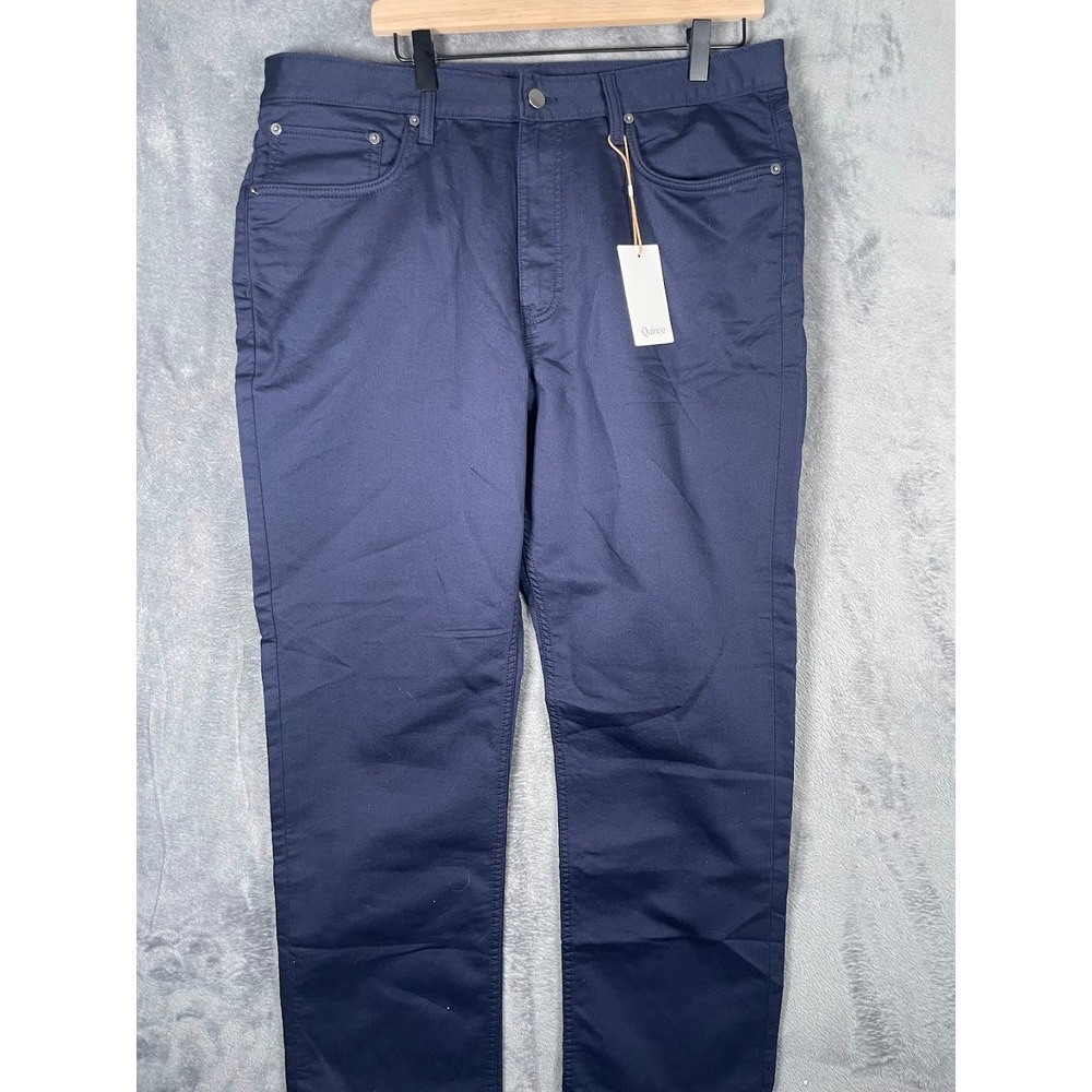 Quince Mens 36x30 Ultra-Stretch 5-Pocket Chino Pants Navy Blue Cotton Blend NWT